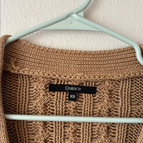 Quince 100% Organic Cotton Oversized Cable Cardigan in Camel women’s size XS - Picture 6 of 9